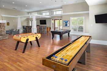 Game Room With Billiards at Abberly Place at White Oak Crossing Apartments, HHHunt Corporation, Garner, NC, 27529